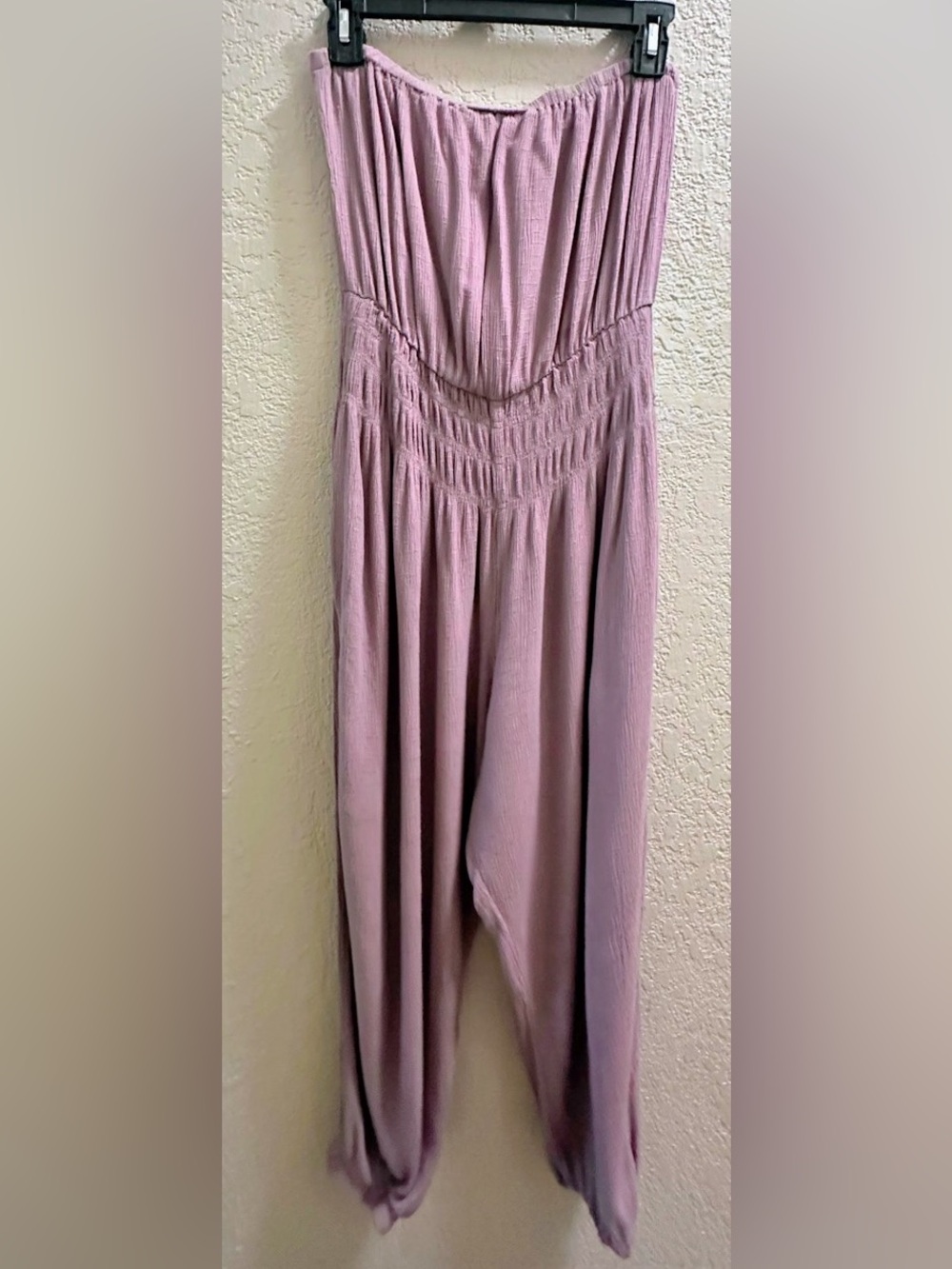 Mustard Seed Dusty Lavender Pants Romper with Smocked Waist